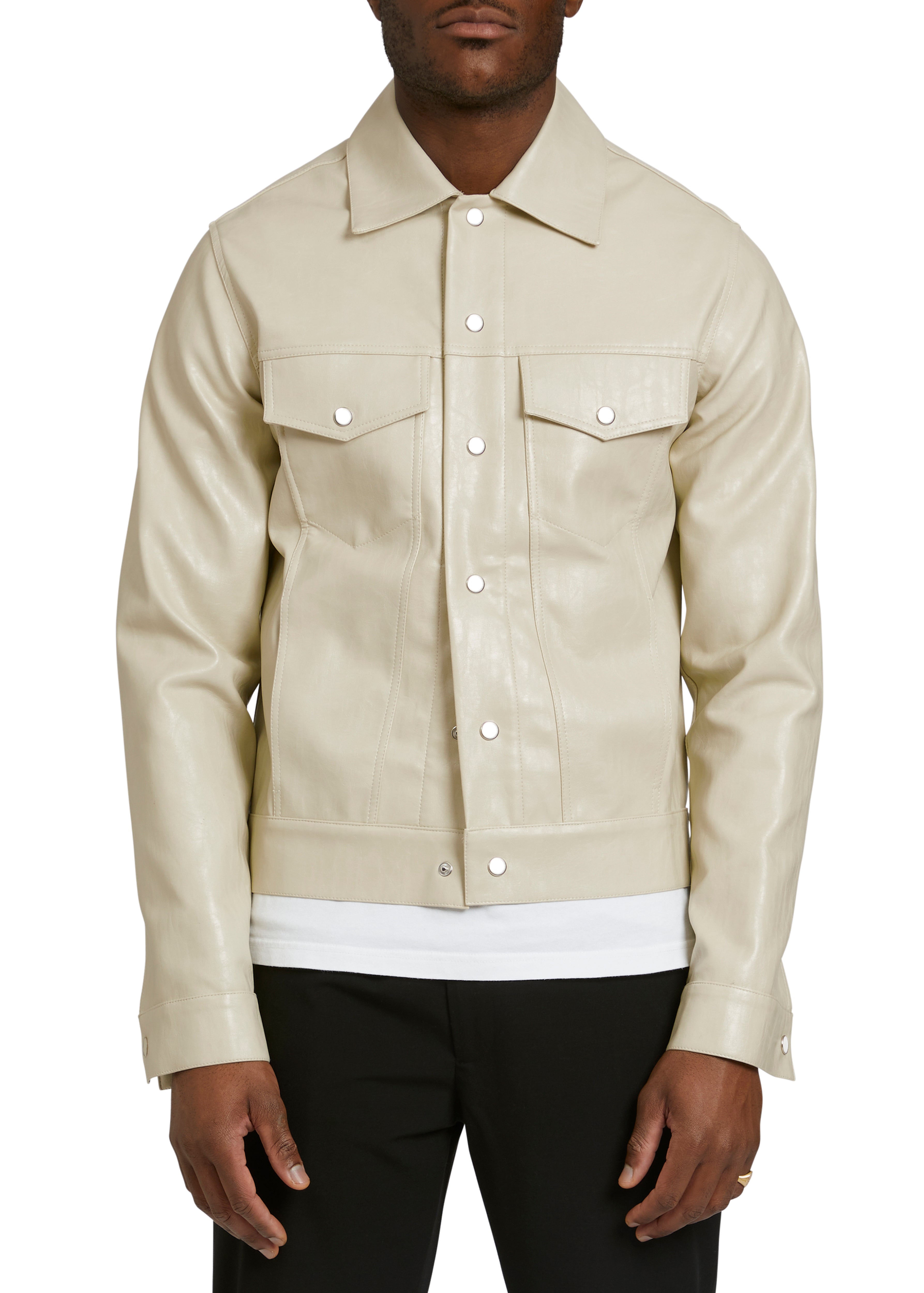 Jacket Vegan Collar Vegan Leather Jacket With Sherpa Collar