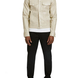 Cream Vegan Leather Jacket