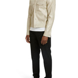 Cream Vegan Leather Jacket