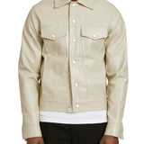 Cream Vegan Leather Jacket