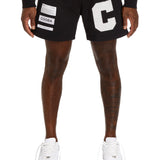 Black Chenille Patch Shorts