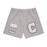GREY CHENILLE PATCH SHORTS