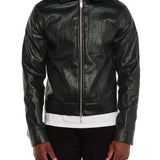 Forest Green Zipped Vegan Leather Jacket