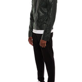 FOREST GREEN ZIPPED VEGAN LEATHER JACKET