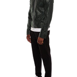 Forest Green Zipped Vegan Leather Jacket