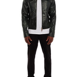 Forest Green Zipped Vegan Leather Jacket